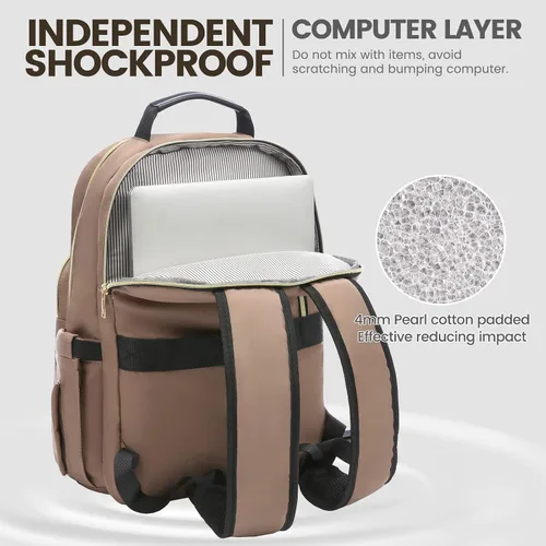Miniatura 4 de LOVEVOOK Mochila para laptop de 15.6 pulgadas para mujer, bonita mochila de viaje bolso para mujer, bolsa profesional para computadora portátil
