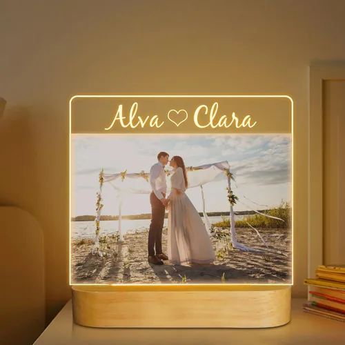 Miniatura 11 de Attivolife Marco de fotos con texto en inglés "I Love You" para mujer, marco de fotos iluminado con luz nocturna LED, regalos para parejas, esposos
