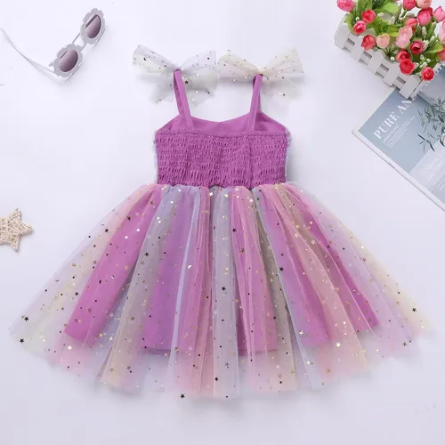 Miniatura 146 de IMEKIS Vestido de princesa de cumpleaños para niña pequeña, confeti brillante, bohemio, arco iris, pastel, sesión de fotos, traje para 1-6T