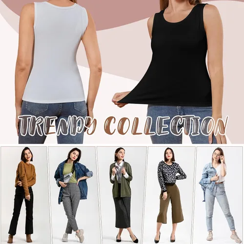 Miniatura 7 de 3 piezas de camisetas térmicas sin mangas para mujer, ropa interior de forro polar, suave, sin mangas, chaleco de capa base cálida