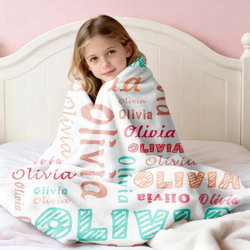 Miniatura 2 de Manta personalizada con nombre, 4 tamaños, manta personalizada para adultos, niños, bebés, regalos personalizados, manta con nombre, Navidad, Día