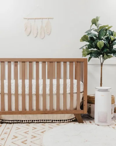 Miniatura 3 de Crane Baby Falda de cuna de ganchillo, falda de cama color crema para cunas, acento festoneado bohemio neutro para bebés niños y niñas, falda
