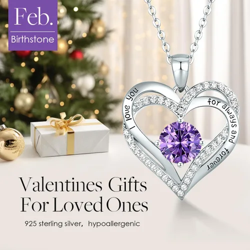 Miniatura 3 de CDE Forever Love - Collares con dije en forma de corazón, de plata de ley925 y con piedra de nacimiento y circonia para mujer, regalo de aniversario