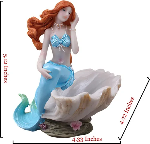Miniatura 5 de Figuritas de sirena, adorno de acuario, resina, estilo mediterráneo, sirena, princesa, manualidades, estatua, organizador de almacenamiento de Azul