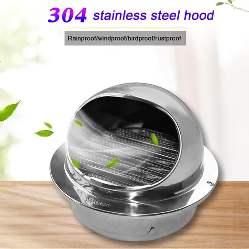 Miniatura 2 de Tapa de chimenea de acero inoxidable 304, rejillas de ventilación de escape con malla de pantalla, tapa de lluvia redonda de ventilación y protector