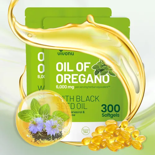 Miniatura 10 de VivoNu Aceite de orégano con aceite de semilla negra, aceite equilibrado de cápsulas de orégano, cápsulas blandas de aceite de orégano orgánico, sin