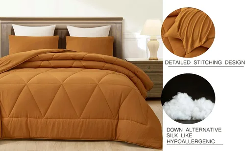 Miniatura 4 de Chezmoi Collection Rory - Juego de edredón de microfibra acolchada triangular de 2 piezas, ropa de cama geométrica ligera lavada suave, individual