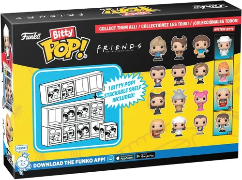Miniatura 3 de Funko Bitty POP! Friends - Phoebe, paquete de 4 y una figura sorpresa mini misteriosa - 0.9 Pulgadas (2.2 Cm) coleccionable - Incluye estante