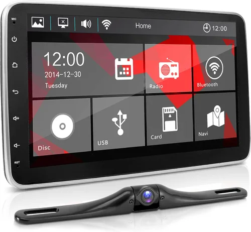 Pyle Estéreo de coche DIN único de 10.1 pulgadas, unidad principal receptora de pantalla táctil estéreo Bluetooth Indash con cámara de respaldo,