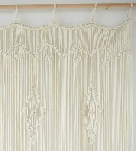 Miniatura 4 de IOWER Cortina de macramé larga de algodón para ventana, cortinas bohemias para dormitorio, boda, telón de fondo, divisor de habitación, puerta