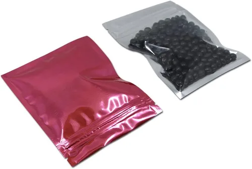 Miniatura 18 de FERENLI 100 unidades Bolsa de almacenamiento de alimentos Mylar con cierre de cremallera, bolsa de aluminio mate hermética con ventana frontal
