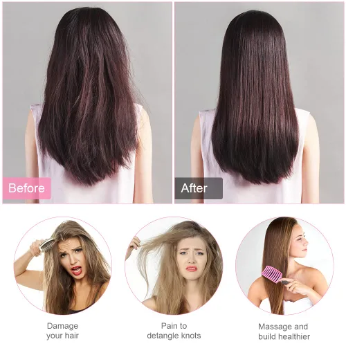 Miniatura 5 de URAQT Cepillo de pelo, amplio y curvado para mujeres y hombres, cepillo desenredante con cerdas de jabalí para enredos y nudos, cepillo de pelo