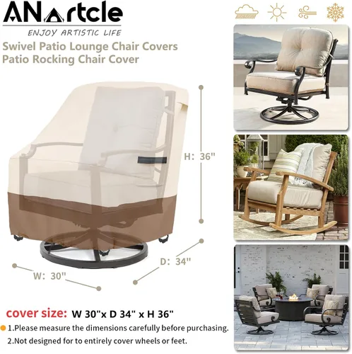 Miniatura 3 de ANartcle Fundas para Sillas de Patio, 600D Impermeables de Servicio Pesado para Muebles de Jardín y Patio al Aire Libre, Fundas para Sillas