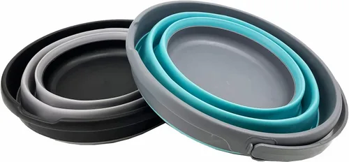 Miniatura 3 de SAMMART Juego de 2 cubos de plástico plegables de 10 L (2.6 galones), bañera redonda plegable, cubo portátil de agua para pesca, bote de agua