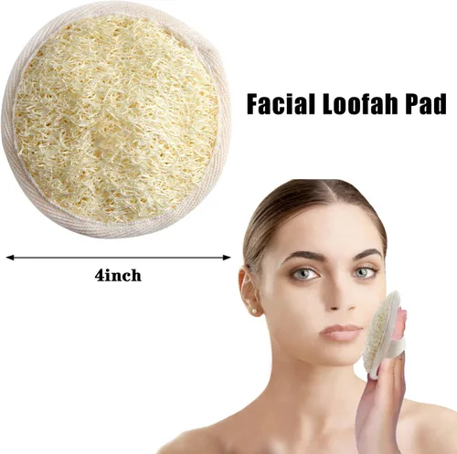 Miniatura 3 de FEBSNOW Esponja corporal de lufa – 4 unidades de esponja exfoliante para la espalda, esponja de baño de lufa natural, esponja exfoliante