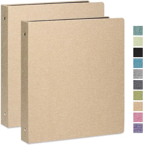 Miniatura 30 de Carpeta de tres anillos con portapapeles, cubierta de lino, carpeta de 1 pulgada para papel de 8.5 x 11 pulgadas, 2 bolsillos interiores de papel