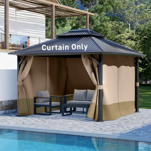 Miniatura 12 de Aoodor Cortinas de Gazebo para Exteriores de 10 x 10 pies, 4 Paneles Impermeables de Pared Lateral de Privacidad de Repuesto con Cremallera