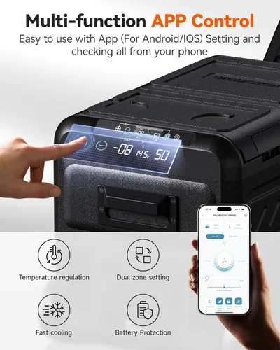 Miniatura 6 de WOLFBOX Refrigerador de coche de 12 V, refrigerador de coche de doble zona de 39 cuartos de galón, congelador portátil (-8 ℉ ~ 68 ℉) con 12/24 V CC