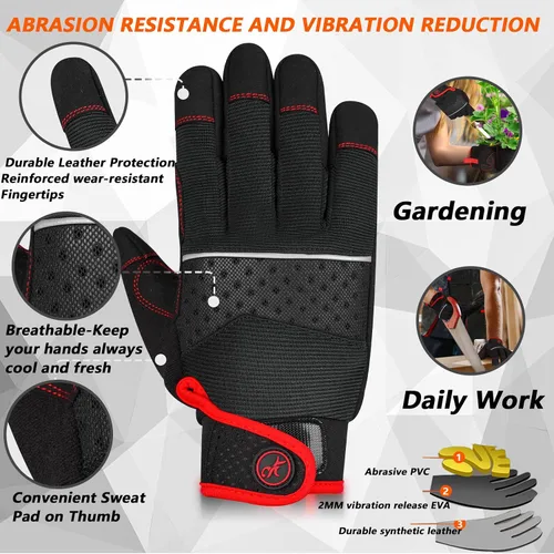 Miniatura 2 de MOREOK Guantes de trabajo de jardinería para hombres/mujeres [fortalece la protección de la palma] guantes protectores de utilidad guantes