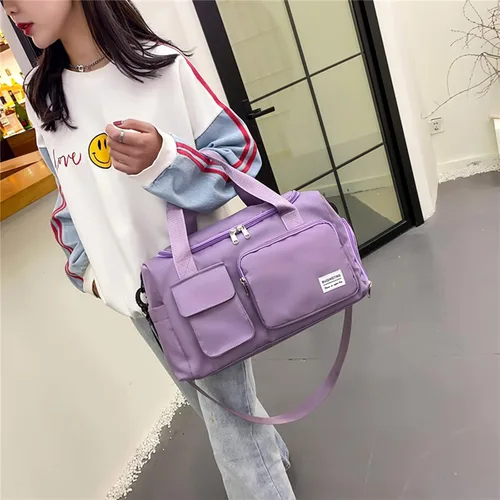 Miniatura 208 de Pequeña bolsa de gimnasio para mujer, bolsa de viaje con compartimento para zapatos