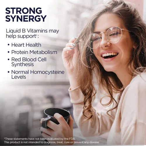 Miniatura 4 de KAL Vitamina B-6 B-12 Ácido Fólico DropIns, Gotas de Suplemento Líquido de Vitamina B, Salud del Corazón, Energía, Soporte de Glóbulos Rojos