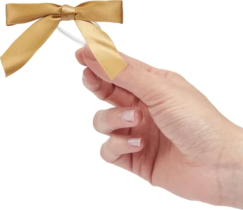 Miniatura 8 de Juvale Lazos de satén torcidos – Acentos de lazo dorado – Mini cintas para manualidades y decoración de bolsas de golosinas, paquete de 100, bandas