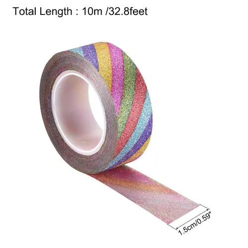 Miniatura 2 de MECCANIXITY Cinta de purpurina de 0.6 pulgadas x 32.8 pies, cinta adhesiva decorativa para manualidades, 0.6 in x 32.8 ft, colorida para álbumes