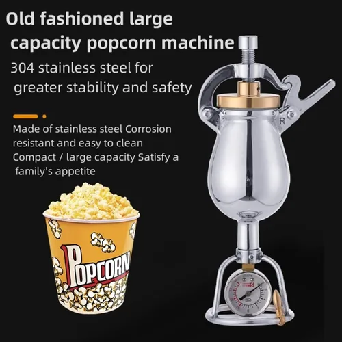 Miniatura 4 de Mini máquina para hacer palomitas de maíz con nostalgia retro, máquina de palomitas de maíz, pequeño amplificador de pellets de acero inoxidable