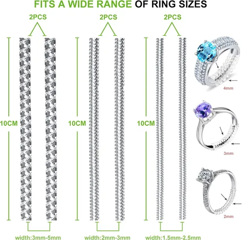 Miniatura 2 de Ajustador de tamaño de anillo para anillos sueltos paquete de 6 3 tamaños para diferentes anchos de banda ajustador de tamaño de anillo de silicona