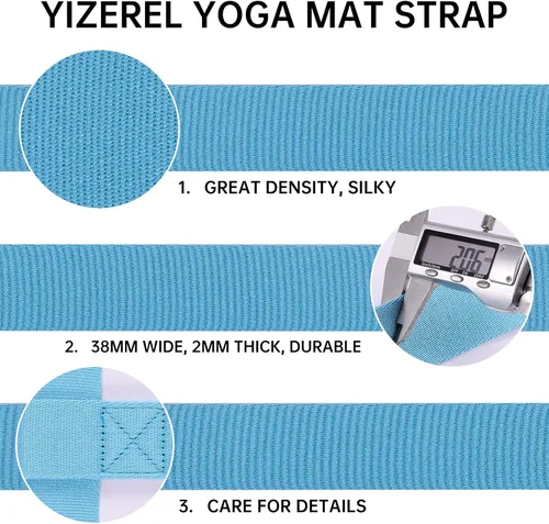 Miniatura 2 de Paquete de 2 correas para esterilla de yoga para llevar, soporte para esterilla de yoga, arnés ajustable para esterilla de yoga Negro + Turquesa