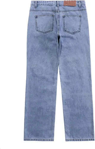 Miniatura 4 de Aelfric Eden Pantalones de mezclilla para hombre con estampado gráfico Y2K Streetwear de moda, holgados, rectos, pierna ancha, pantalones casuales