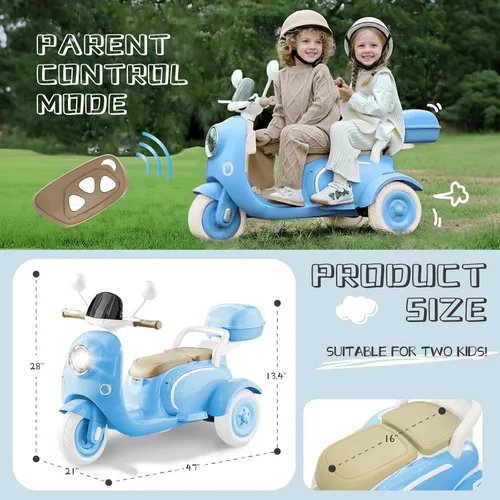 Miniatura 4 de HEIMILI Motocicleta eléctrica para niños, scooter eléctrico para niños de 3 años, juguete para niñas, scooter de 3 ruedas de 12V para montar