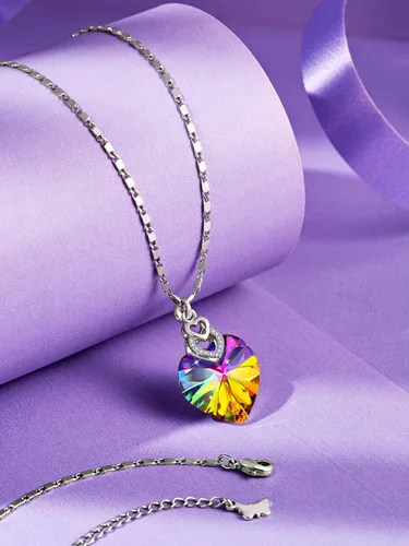 Miniatura 2 de PLATO H 3 Heart Crystal Necklace for Women Gifts for her Pendant Crystal Jewelry Necklace for Girl Wedding Gifts for Anniversary Day Mother's Day