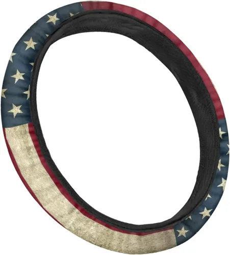 Miniatura 3 de AFPANQZ - Fundas para volante de automóvil con diseño de bandera de Estados Unidos, antideslizantes, universales, de 14 a 15 pulgadas, funda