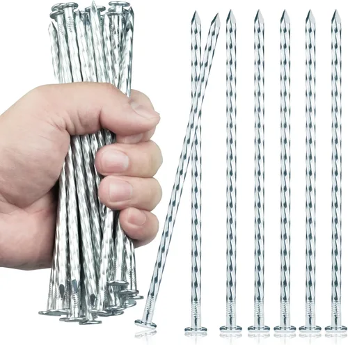 Estacas para Paisajismo Galvanizadas de Servicio Pesado de 6.3 Pulgadas, (Paquete de 300) Picos de Metal en Espiral para Césped para Césped