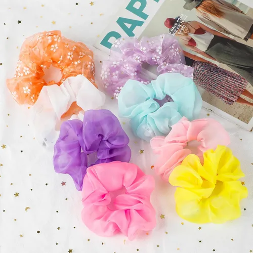 Miniatura 6 de 8 piezas de scrunchies LED para mujeres - Scrunchy, scrunchies iluminados para niñas, ligas de hilo coloridas, accesorio para el cabello que brilla