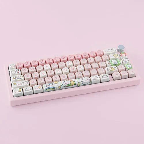 Miniatura 5 de Hyekit Teclas PBT - 145 Teclas Perfil MOA Cerdo Rosa, Conjunto de Teclas Lindas con Sublimación de Tinte para Teclado Mecánico con Interruptores