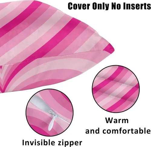 Miniatura 3 de Juego de 2 fundas de almohada decorativas con forma de corazón rosa de 18 x 18 pulgadas, fundas de almohada cuadradas suaves y decorativas