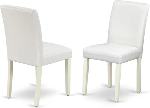 Miniatura 21 de East West Furniture ABP4T55 Abbott Parson - Juego de 2 sillas de comedor acolchadas de piel sintética azul oasis, color roble