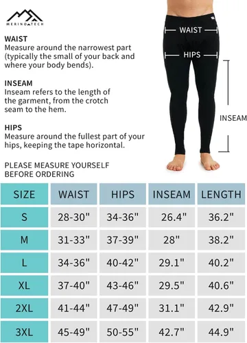 Miniatura 6 de Pantalones de capa base de lana merina para hombre, 100% lana merina, ligeros, ropa interior térmica de peso medio, pantalones largos + calcetines