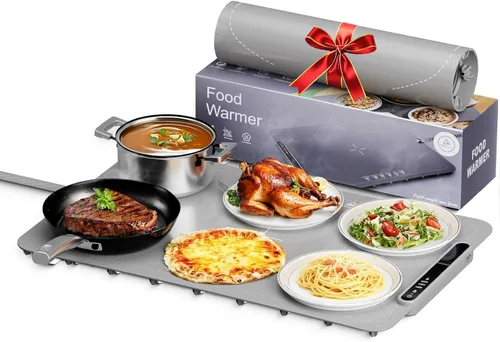 Electactic Tapete de calentamiento de alimentos, bandeja de calentamiento eléctrica de silicona, calentamiento rápido en 10 segundos con temperatura