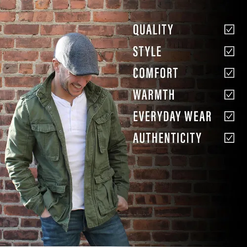 Miniatura 4 de The Original Boston Scally Gorra The Scrapper Newsboy Gorra plana 6 paneles de algodón ajustado para hombre Carbón