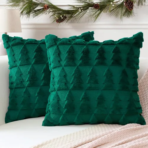 Miniatura 19 de OTOSTAR - Juego de 2 fundas decorativas para cojines navideños, suaves, afelpadas, de lana corta aterciopelada, estilo de lujo, para sofá o Crema