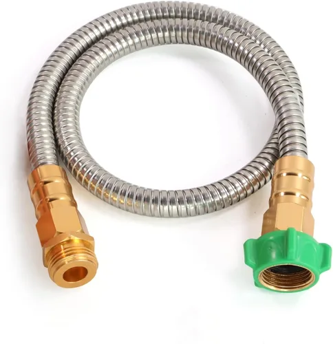 Miniatura 12 de Manguera de jardín de metal de 25 pies, manguera de jardín flexible de acero inoxidable ligera, manguera de agua resistente con boquilla de alta