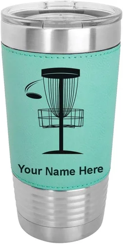 Miniatura 21 de LaserGram Vaso aislado al vacío de 20 onzas, Disc Golf, grabado personalizado incluido (piel sintética, estilo béisbol)