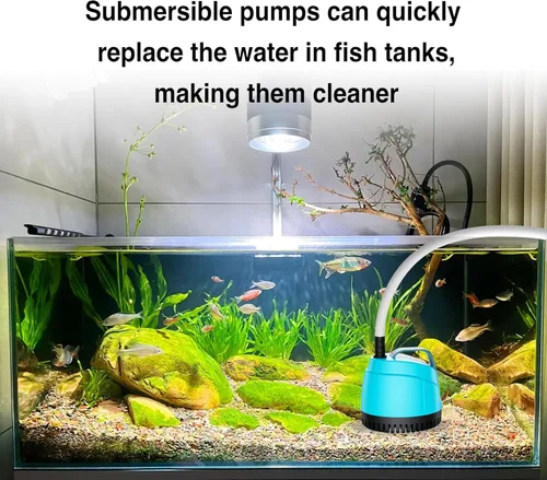Miniatura 4 de Bomba de agua sumergible de succión inferior ultra silenciosa de 450 GPH (1700 L/H, 25 W) con 3 boquillas, altura de elevación de 6.5 pies, cable