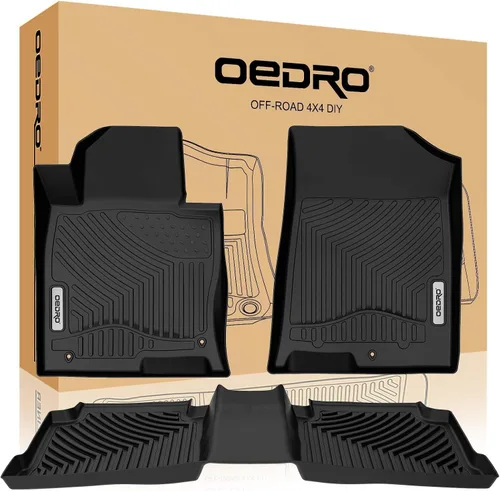Alfombrillas de suelo OEDRO para Kia Optima 2016-2020/Hyundai Sonata 2015-2019, forros de ajuste personalizado de TPE negro, juego de alfombrillas