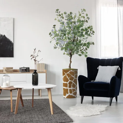 Miniatura 10 de Árbol artificial en maceta contemporánea, palmera tropical areca artificial de seda para decoración del hogar en interiores y exteriores, altura