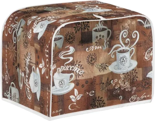 Miniatura 2 de JEOCODY Funda para tostadora para hacer pan con asa, impresión temática de café, ranura ancha, protección contra el polvo Estampado De Tema De Café