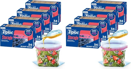 Miniatura 7 de Bolsas Ziploc de almacenamiento de alimentos Quart, fondo de pie, fáciles de llenar, 29 unidades (el empaque puede variar)